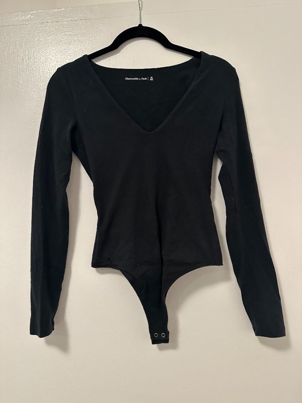 A&F Black V-Neck Bodysuit XS